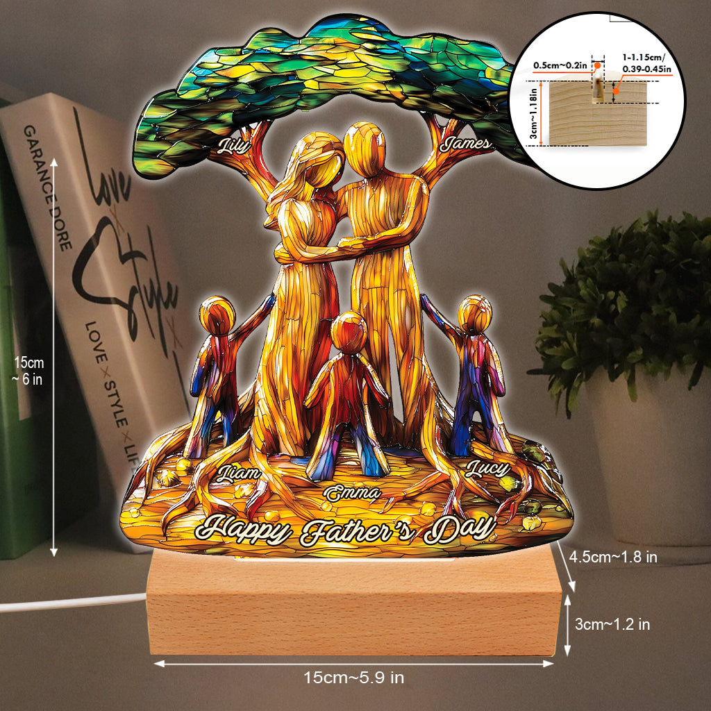Tu es notre monde - Plaque lumineuse personnalisée en forme de père