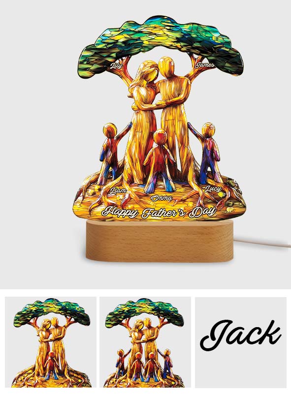 Tu es notre monde - Plaque lumineuse personnalisée en forme de père