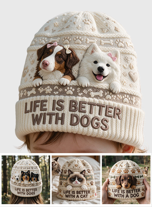 Life Is Better With Pets - Personalized Dog Beanie Hat