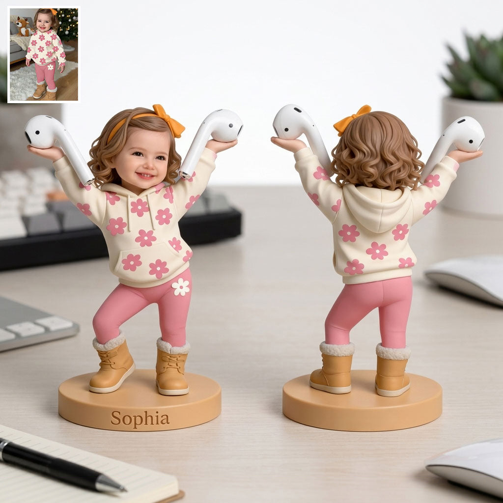 Porte-stylo mignon/ Support d'écouteurs Bluetooth Accessoires de bureau pour parents - Figurine 3D personnalisée pour enfants