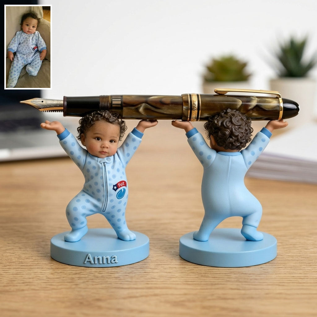 Porte-stylo mignon/ Support d'écouteurs Bluetooth Accessoires de bureau pour parents - Figurine 3D personnalisée pour enfants