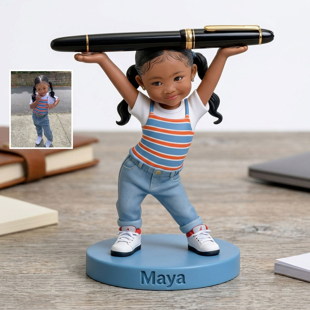 Porte-stylo mignon/ Support d'écouteurs Bluetooth Accessoires de bureau pour parents - Figurine 3D personnalisée pour enfants