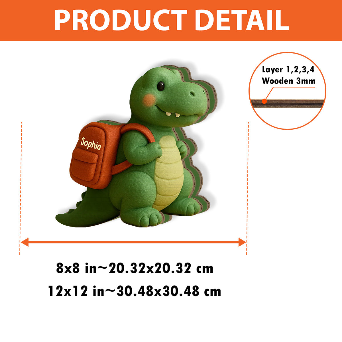 Playful Dinosaur Back To School Gift - Personalized Kid Wooden Pen Holder