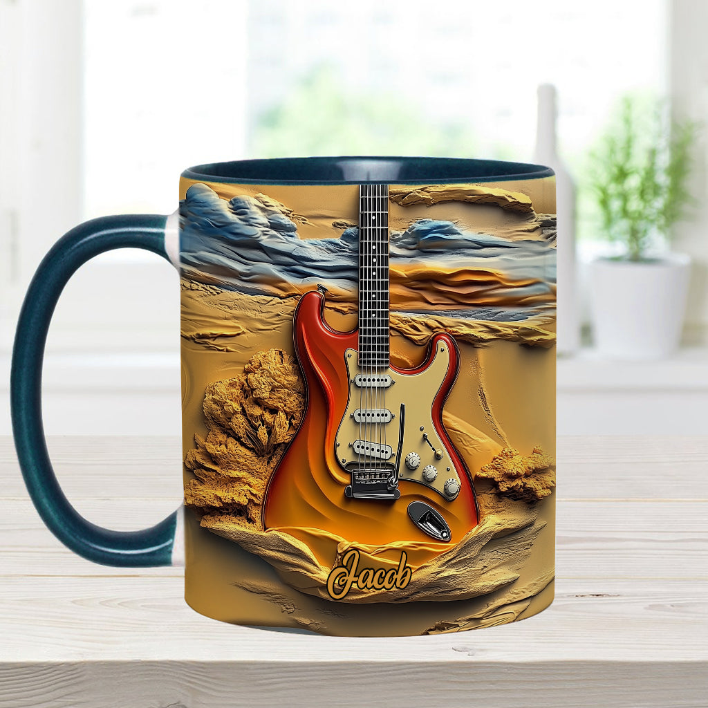 Mug personnalisé « Love Guitar » avec motif guitare