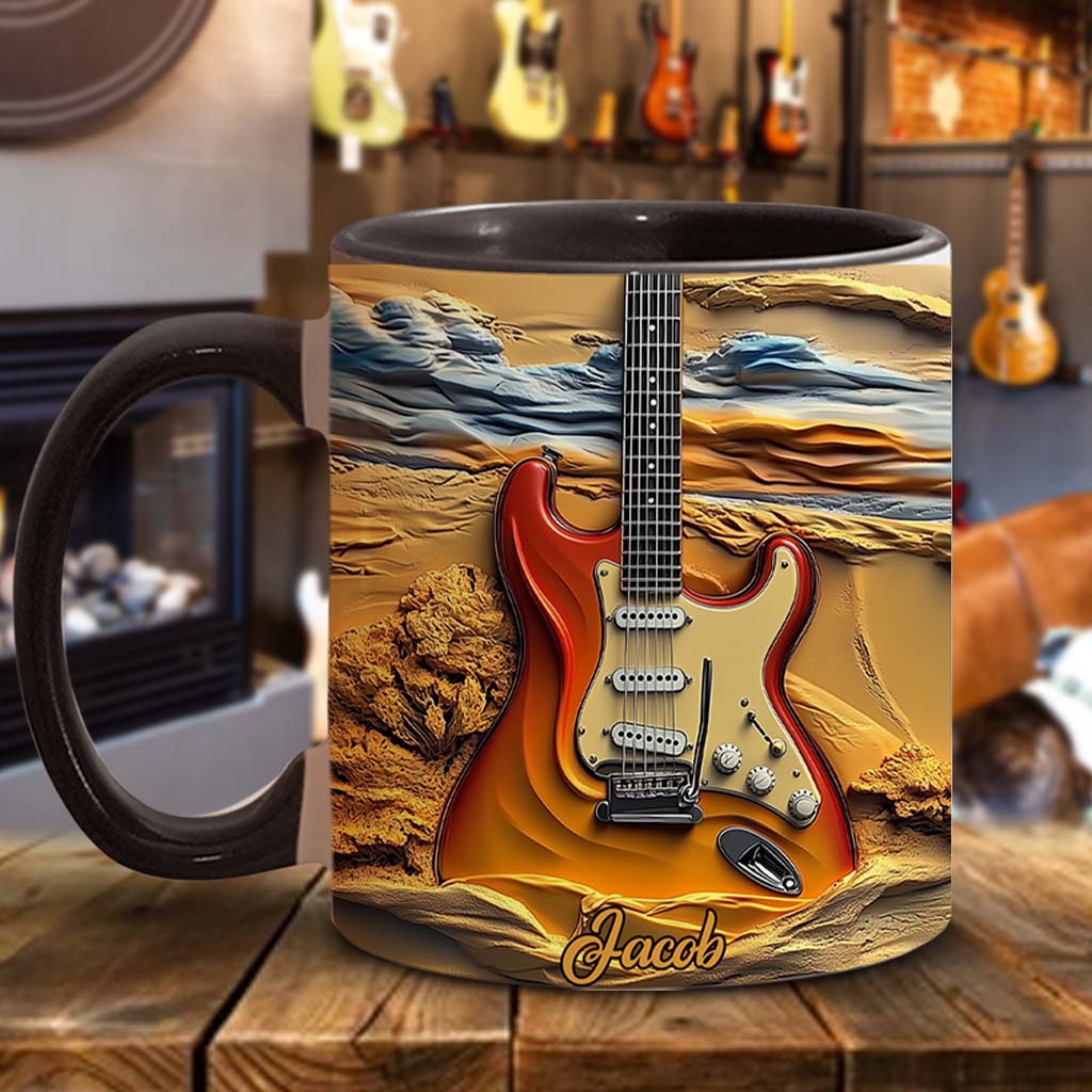 Mug personnalisé « Love Guitar » avec motif guitare