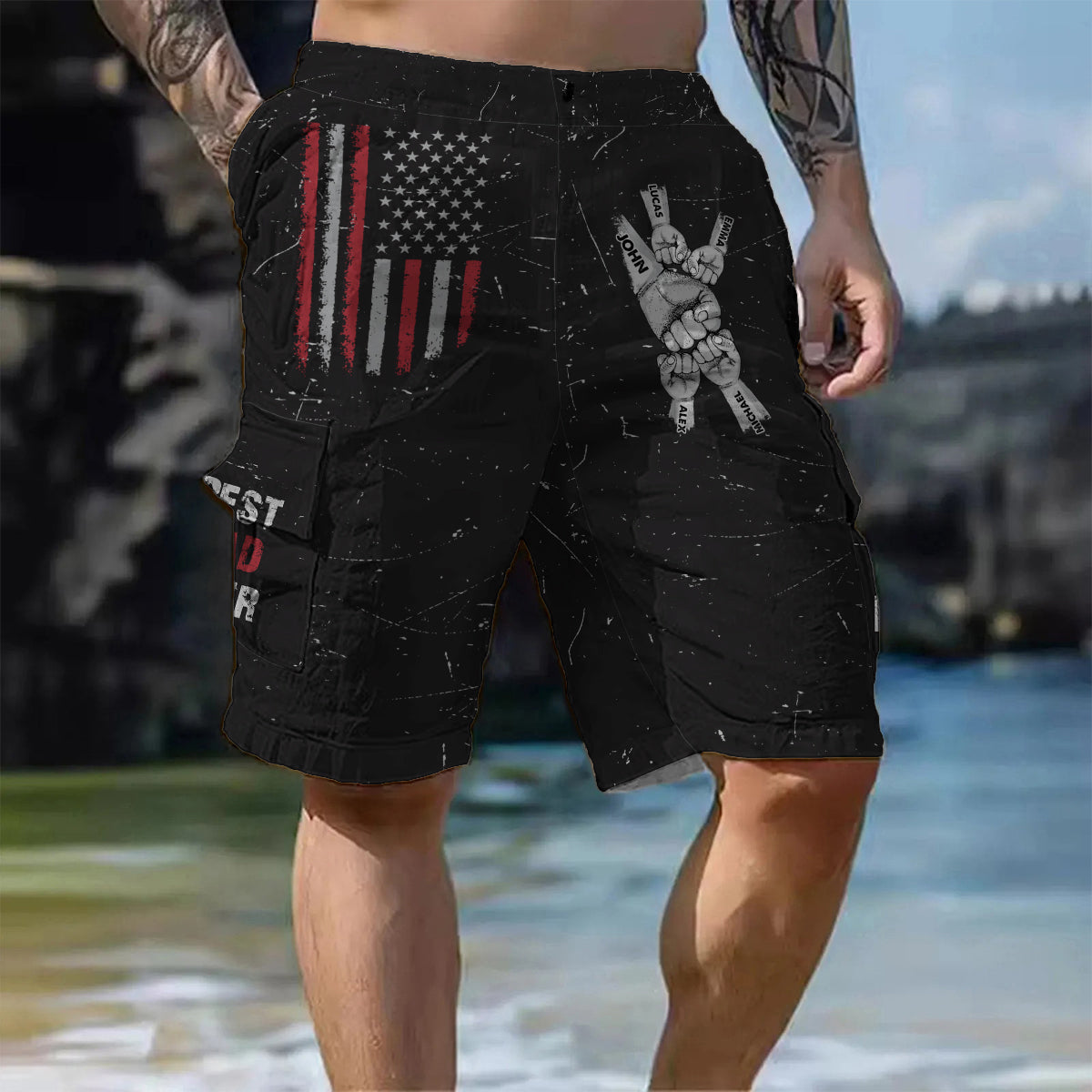 Best Dad Ever - Personalized Father Cargo Shorts With Belt