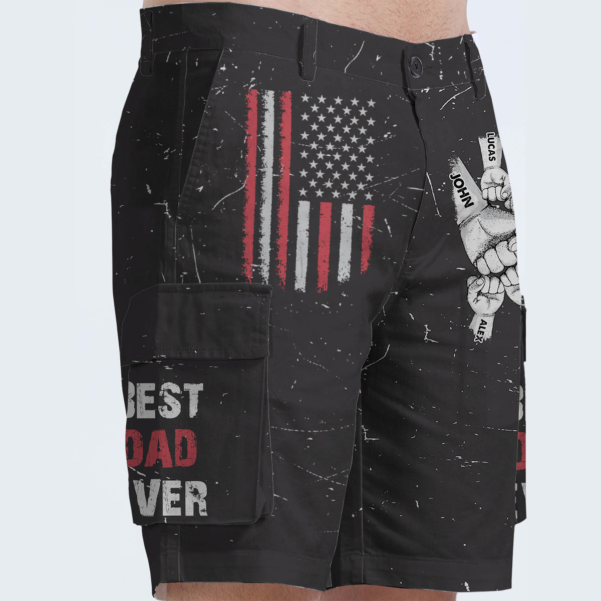 Best Dad Ever - Personalized Father Cargo Shorts With Belt