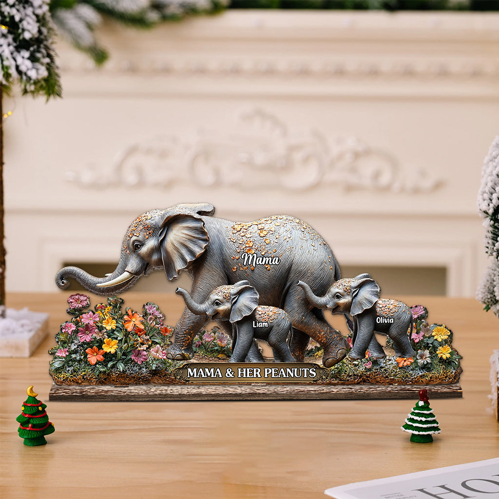 Mama And Her Peanuts - Personalized Elephant 1 Layered Big Freestanding