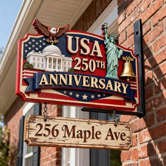 Happy 250 Anniversary Of USA - Personalized Patriot Wooden Wall Mount Sign