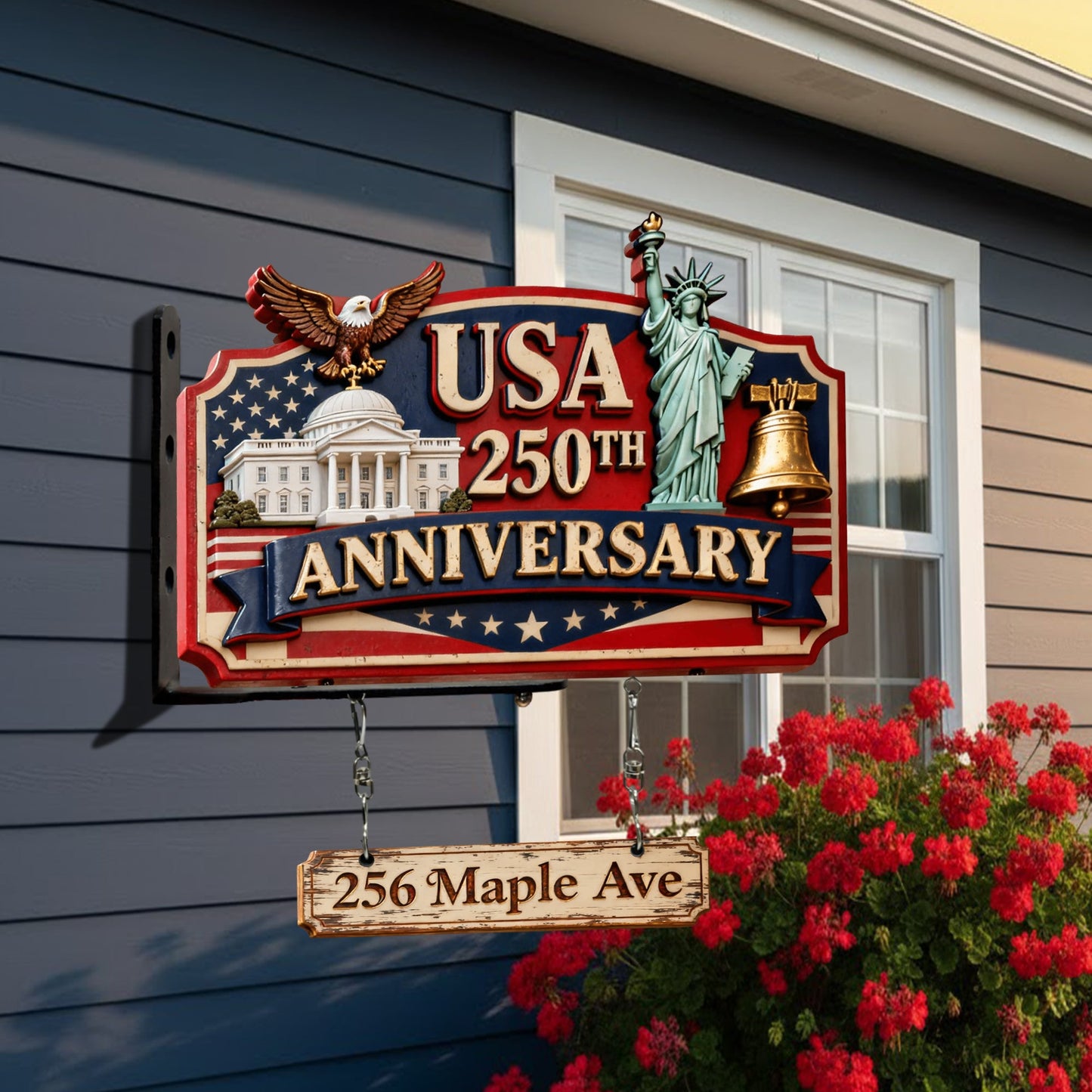 Happy 250 Anniversary Of USA - Personalized Patriot Wooden Wall Mount Sign