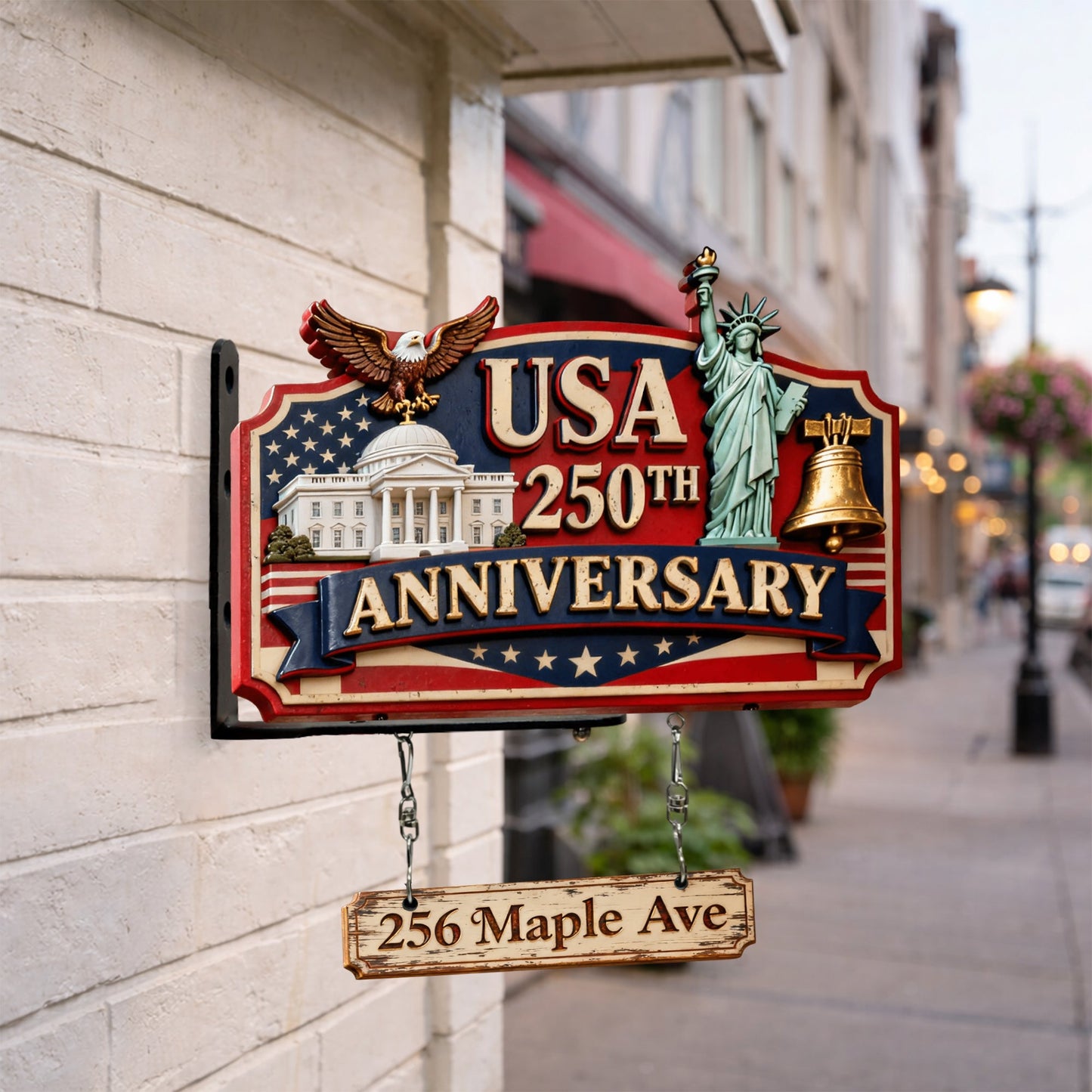 Happy 250 Anniversary Of USA - Personalized Patriot Wooden Wall Mount Sign