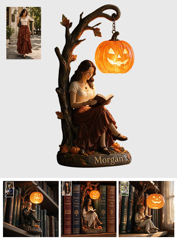 Pumpkin Book Nook Lamp - Personalized Book Bookshelf Lamp