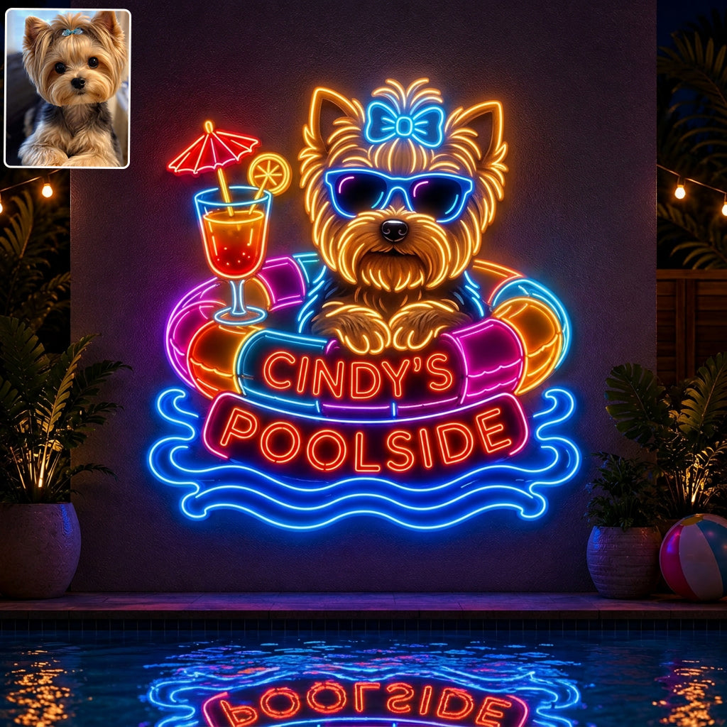 Panneau LED Néon Personnalisé pour Animaux - Piscine Amusante