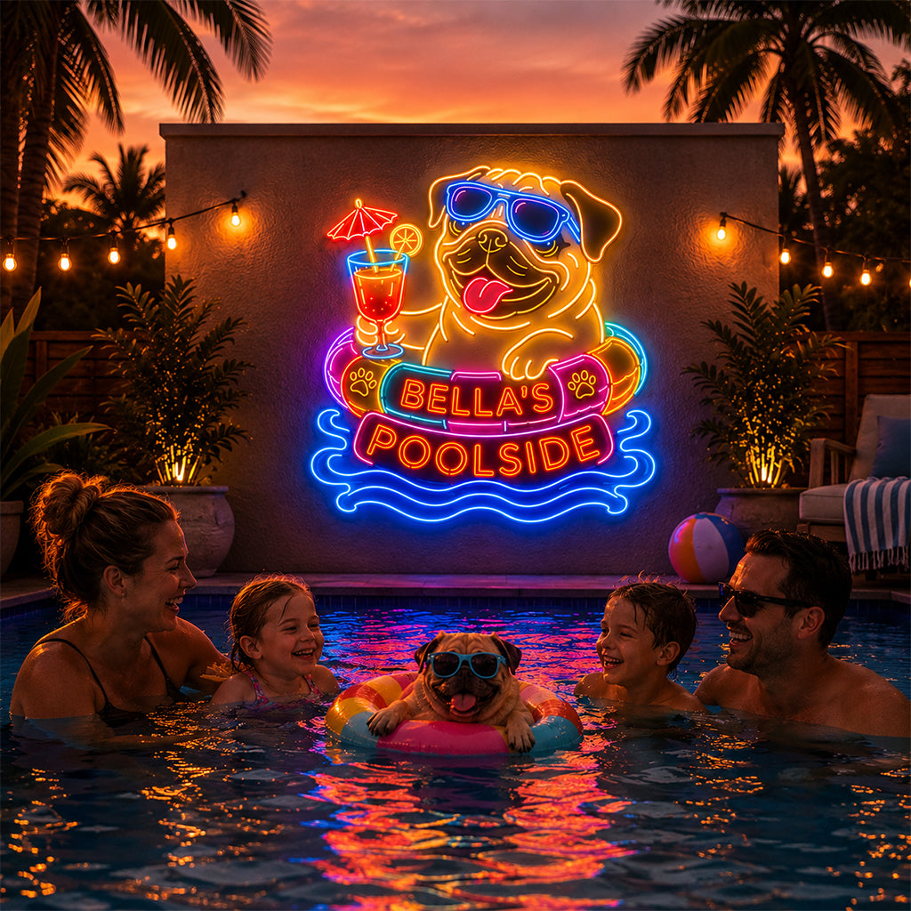 Panneau LED Néon Personnalisé pour Animaux - Piscine Amusante