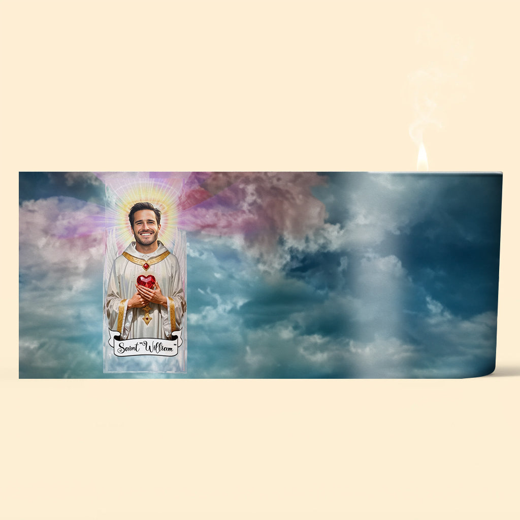 Cadeau original : Bougie chrétienne personnalisée avec couvercle en bois - Prière de Jésus