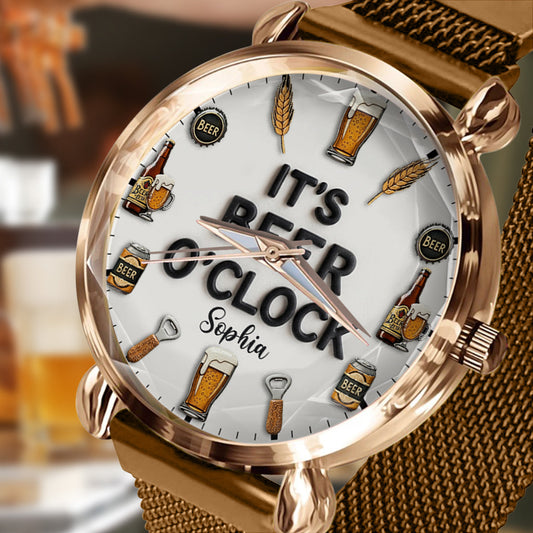 C'est l'heure de la bière ! - Montre-bracelet personnalisée pour femme, idéale pour les amateurs de bière