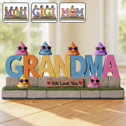 Grandma's Little Shits - Personalized Grandma Custom Shaped Acrylic Plaque