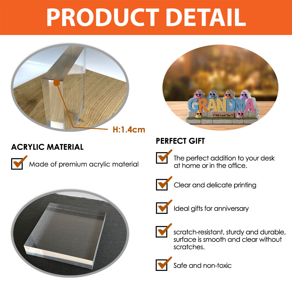 Les petits cons de grand-mère - Plaque acrylique personnalisée en forme de grand-mère