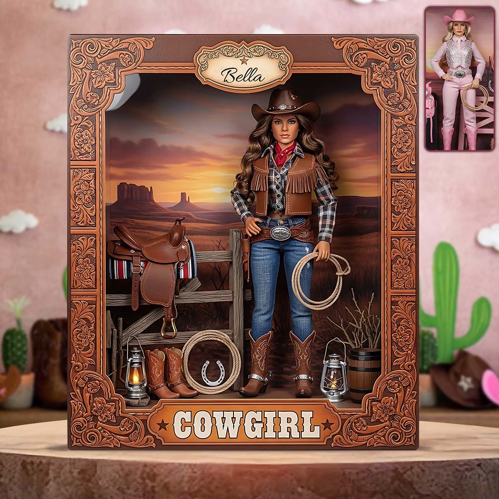Cadeau pour les cowgirls - Plaque acrylique personnalisée en forme de cowgirl