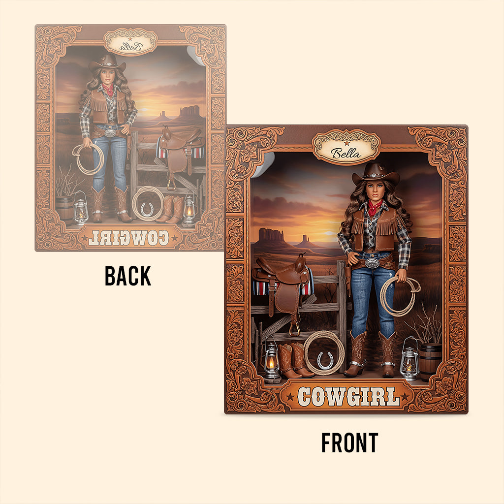 Cadeau pour les cowgirls - Plaque acrylique personnalisée en forme de cowgirl