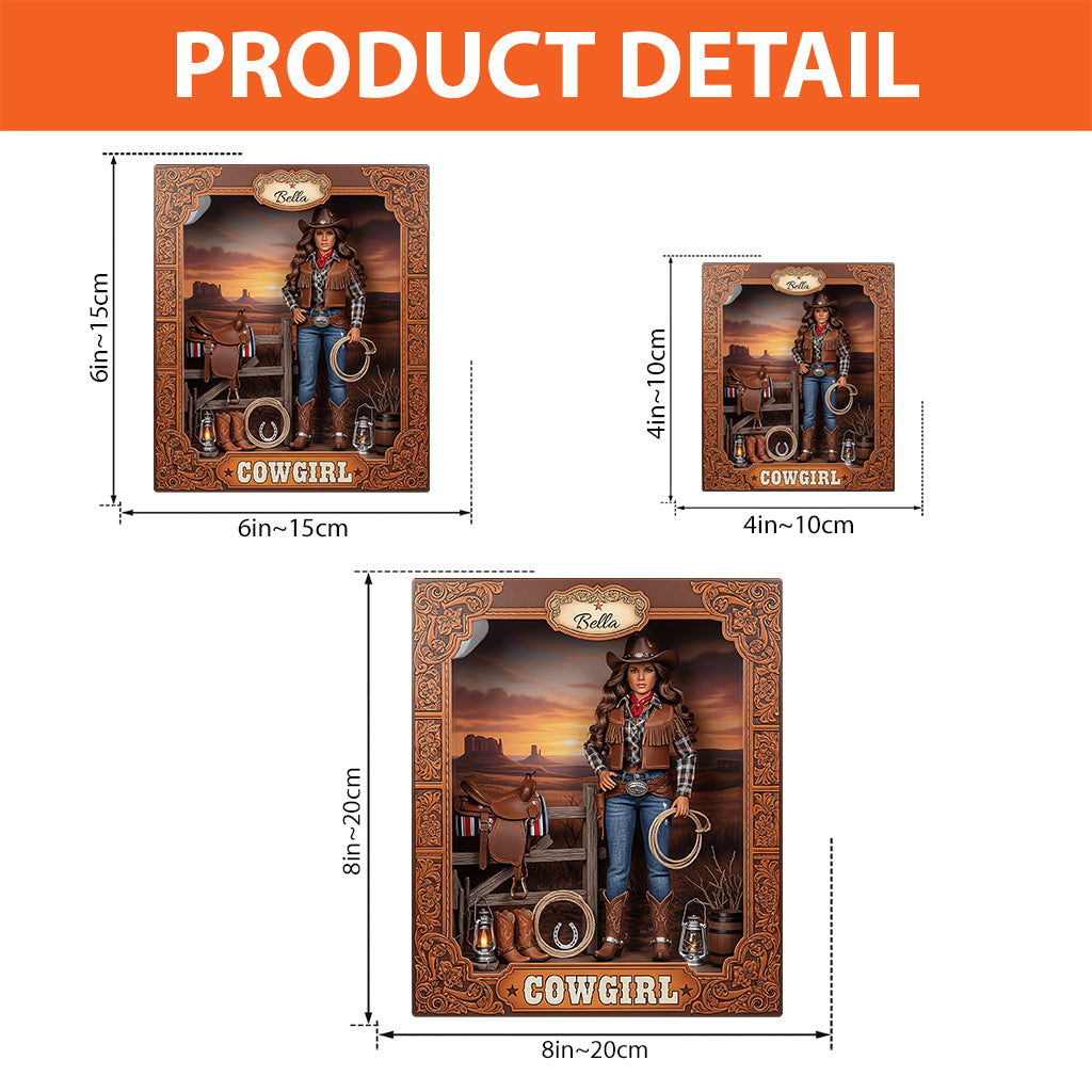 Cadeau pour les cowgirls - Plaque acrylique personnalisée en forme de cowgirl