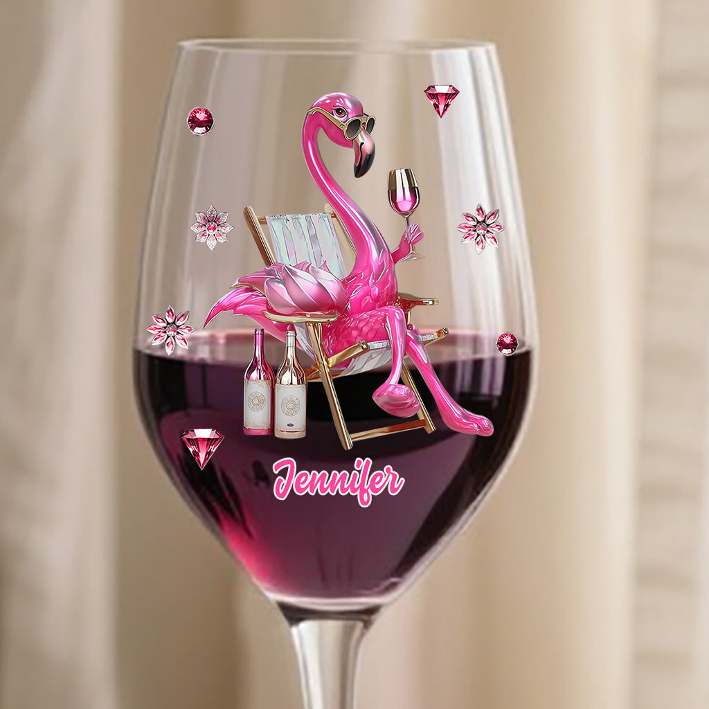 Soyez un flamant rose parmi les pigeons - Verre à vin flamant rose personnalisé à longue tige