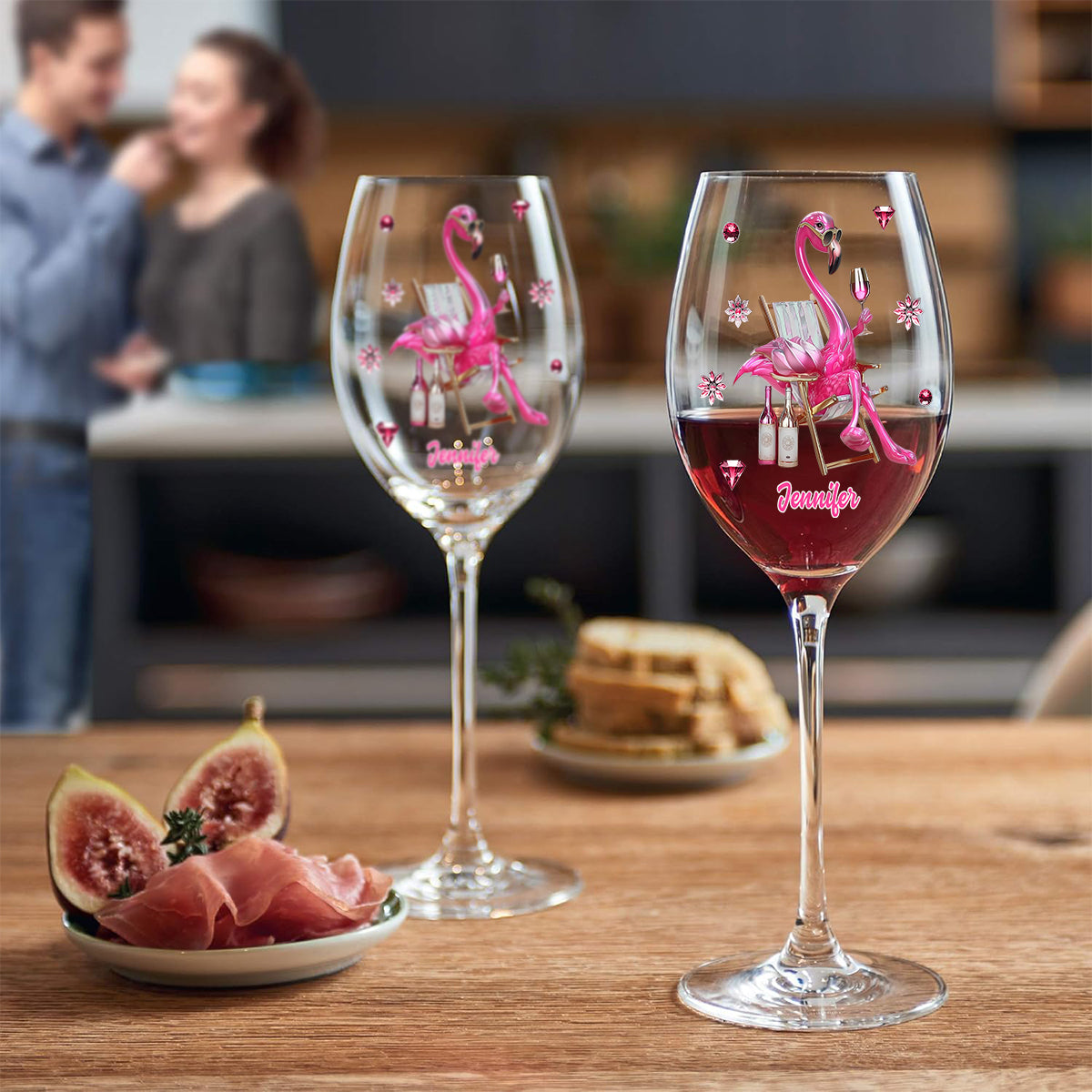 Soyez un flamant rose parmi les pigeons - Verre à vin flamant rose personnalisé à longue tige