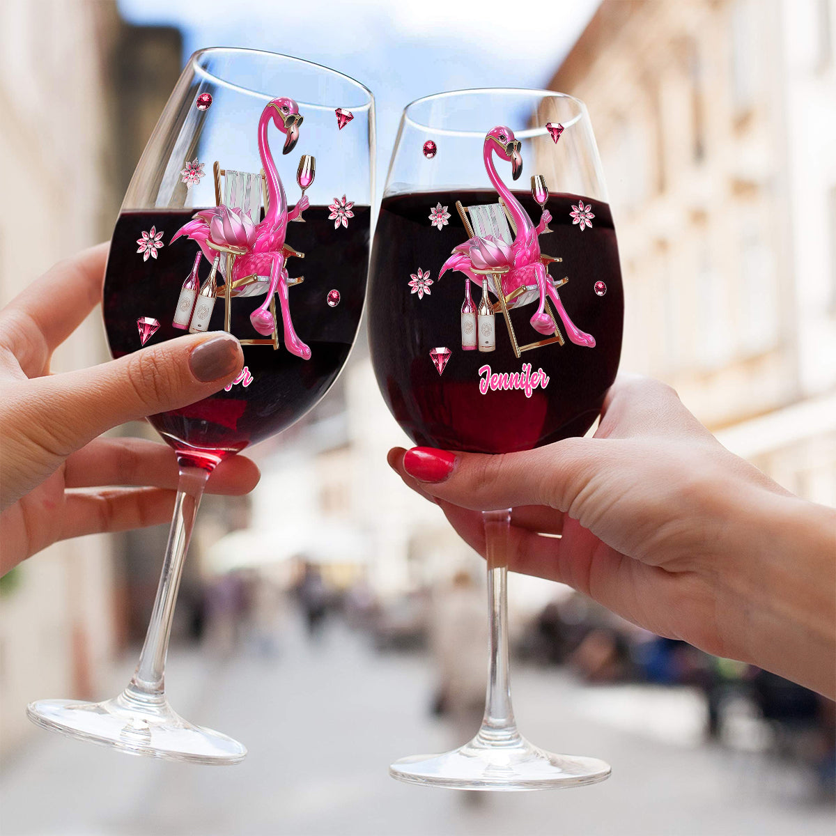 Soyez un flamant rose parmi les pigeons - Verre à vin flamant rose personnalisé à longue tige