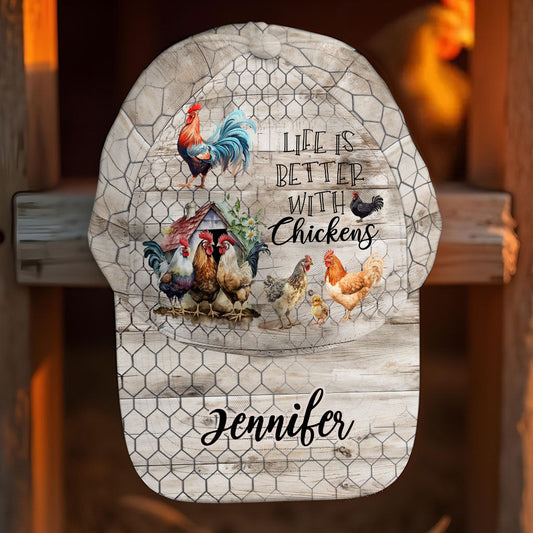 La vie est plus belle avec des poules - Casquette classique personnalisée avec des poules
