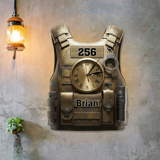 Serve And Protect - Personalized Police Officer LED Light Wall Clock