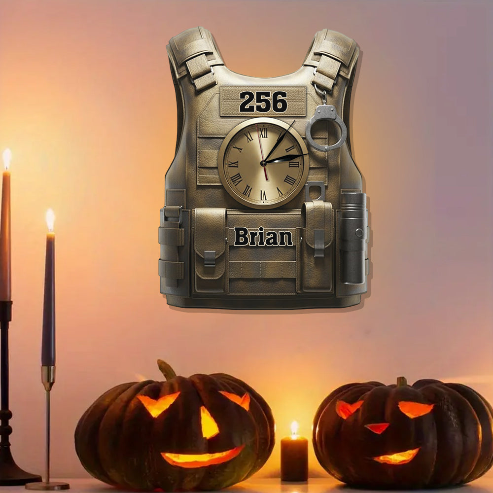 Serve And Protect - Personalized Police Officer LED Light Wall Clock