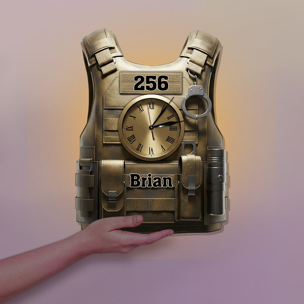 Serve And Protect - Personalized Police Officer LED Light Wall Clock