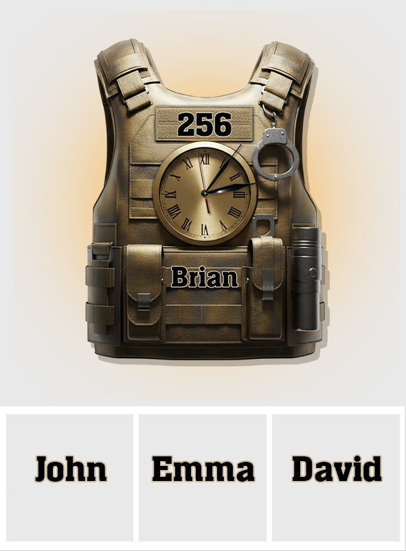 Serve And Protect - Personalized Police Officer LED Light Wall Clock