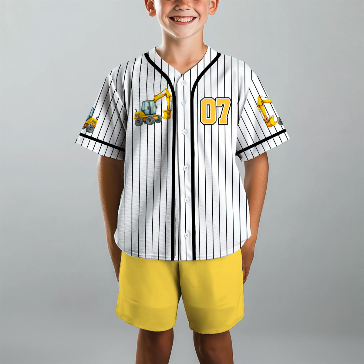 Cool Construction Vehicles - Personalized Kid Jersey Shirt & Shorts