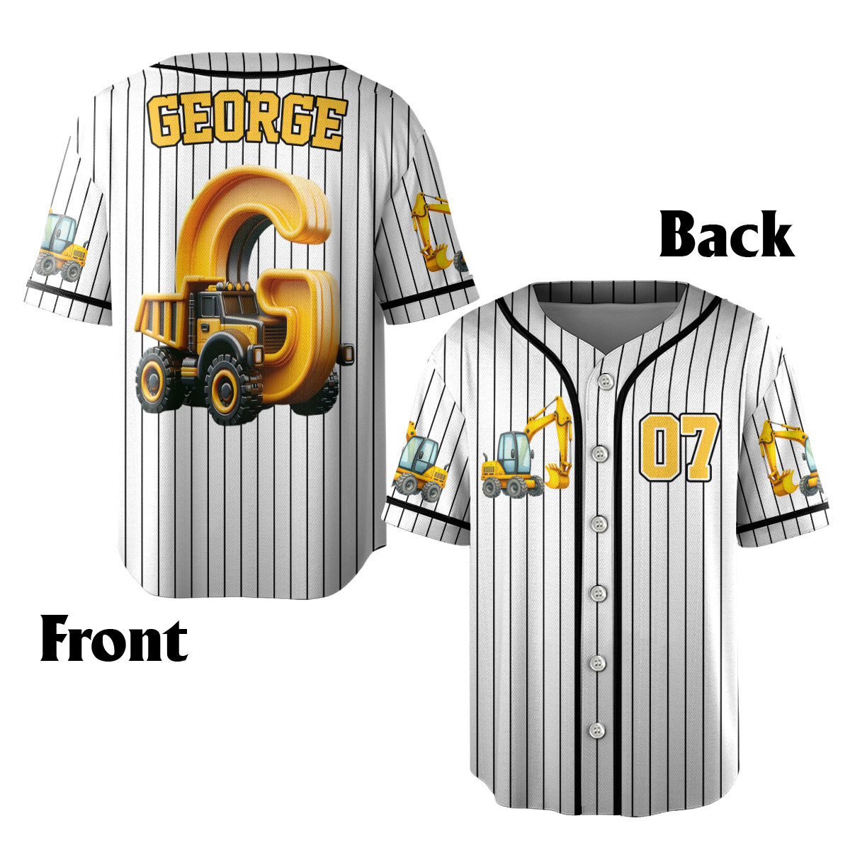 Cool Construction Vehicles - Personalized Kid Jersey Shirt & Shorts