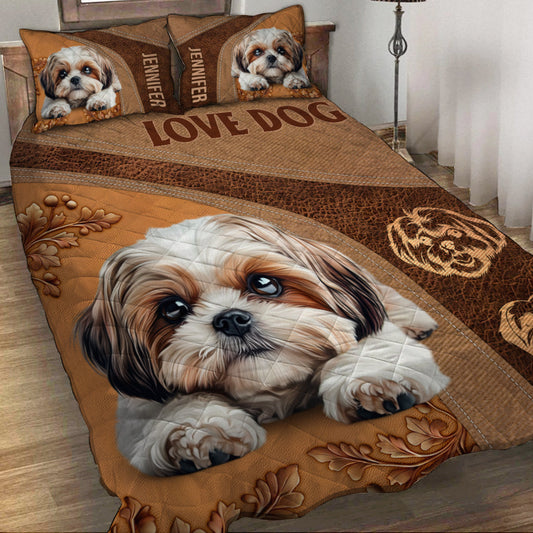 Sleeping Shih Tzu - Personalized Dog Quilt Set