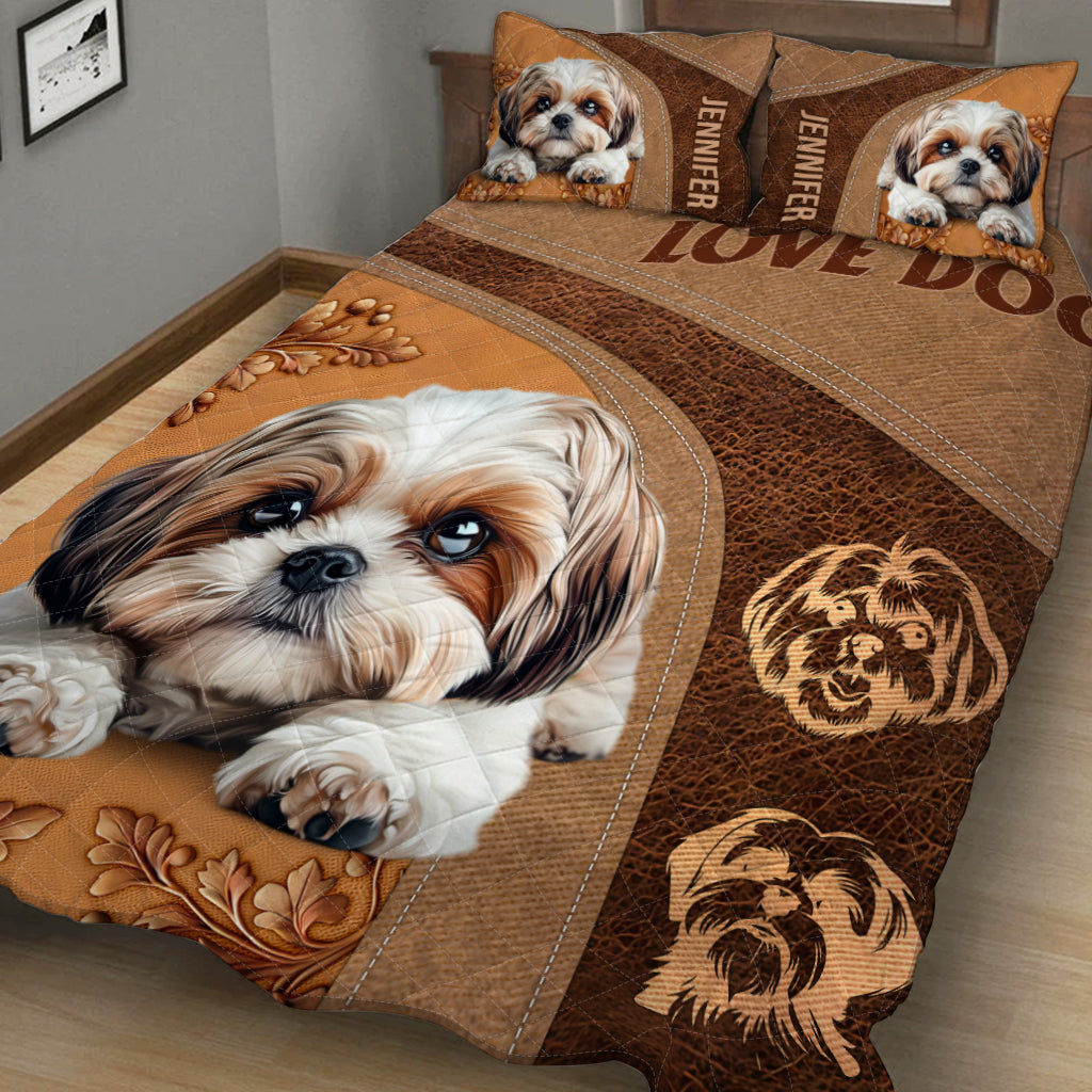 Sleeping Shih Tzu - Personalized Dog Quilt Set