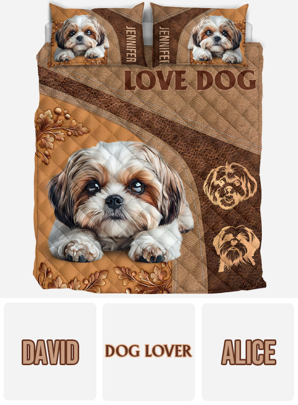 Sleeping Shih Tzu - Personalized Dog Quilt Set