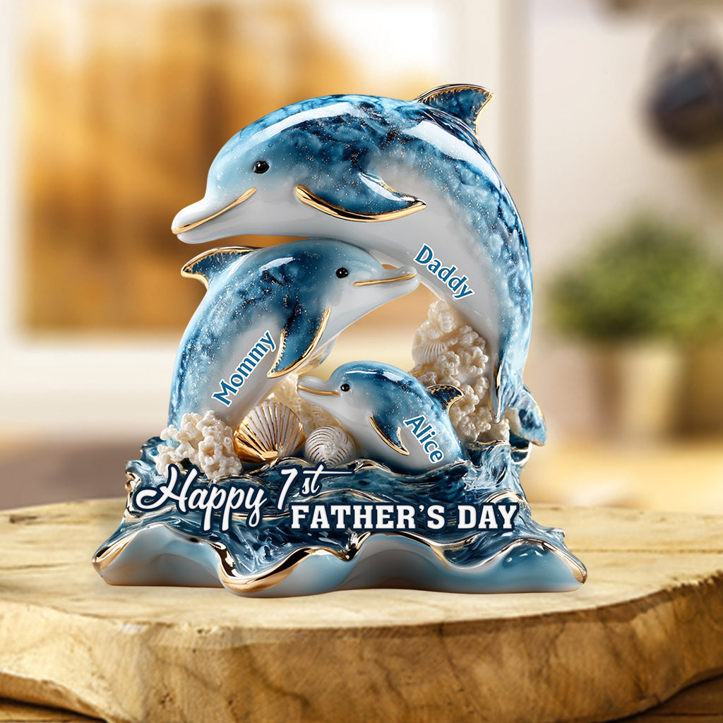 First Father's Day Family Whale - Personalized Father Custom Shaped Acrylic Plaque