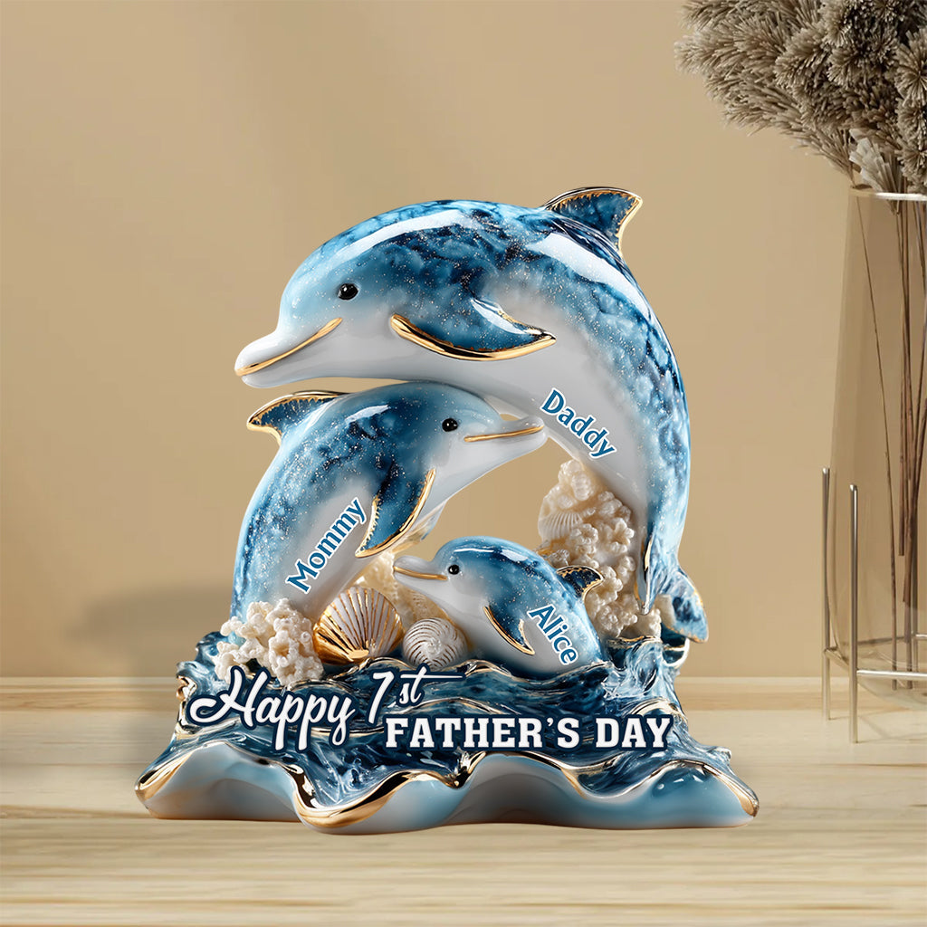 First Father's Day Family Whale - Personalized Father Custom Shaped Acrylic Plaque