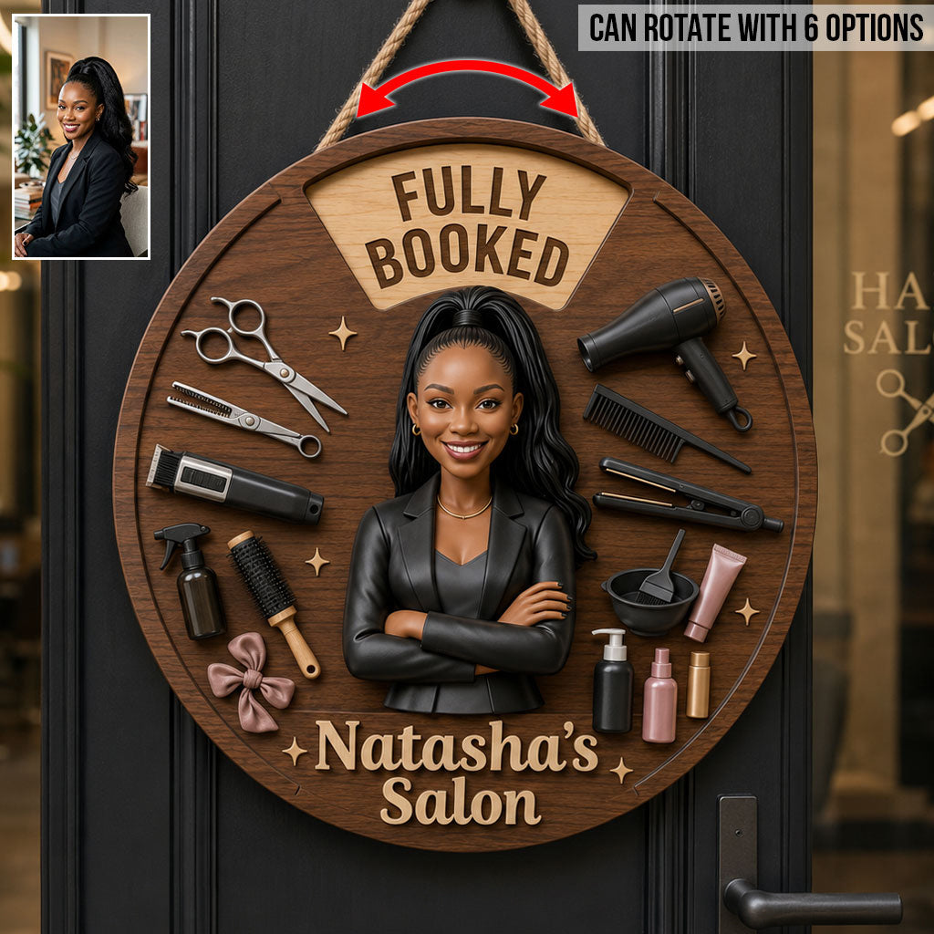 Salon Status - Personalized Hairdresser Spinner Sign Custom Shape