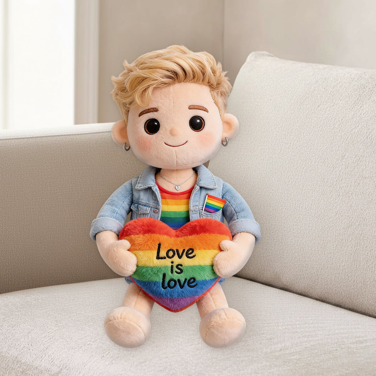 Coussin en fausse fourrure personnalisé - Love Is Love - Soutien LGBT