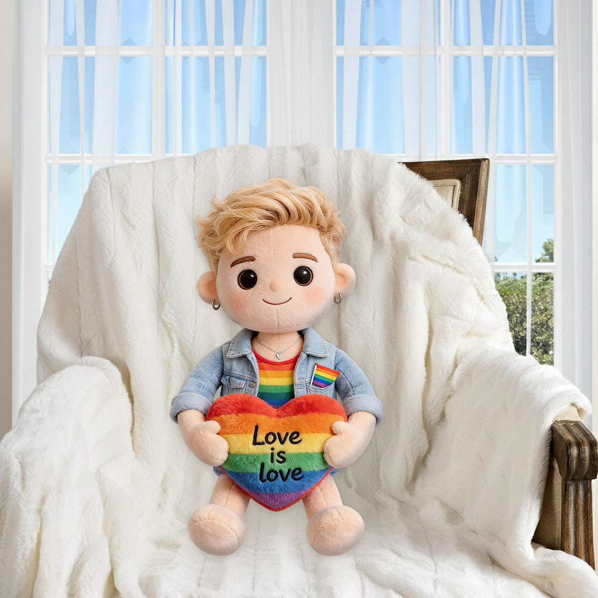 Coussin en fausse fourrure personnalisé - Love Is Love - Soutien LGBT