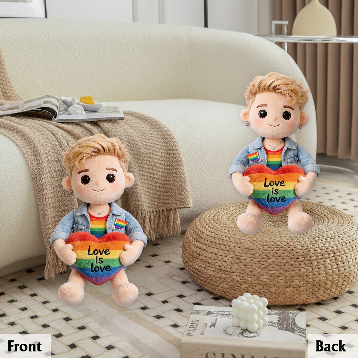 Coussin en fausse fourrure personnalisé - Love Is Love - Soutien LGBT