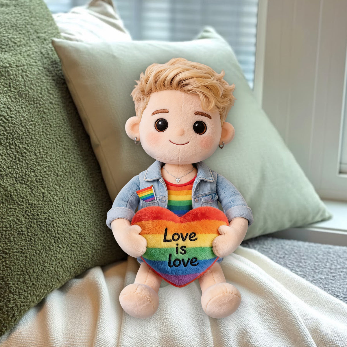 Coussin en fausse fourrure personnalisé - Love Is Love - Soutien LGBT