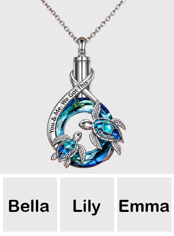 You & Me We Got This - Personalized Turtle Shaped Metal Pendant Necklace