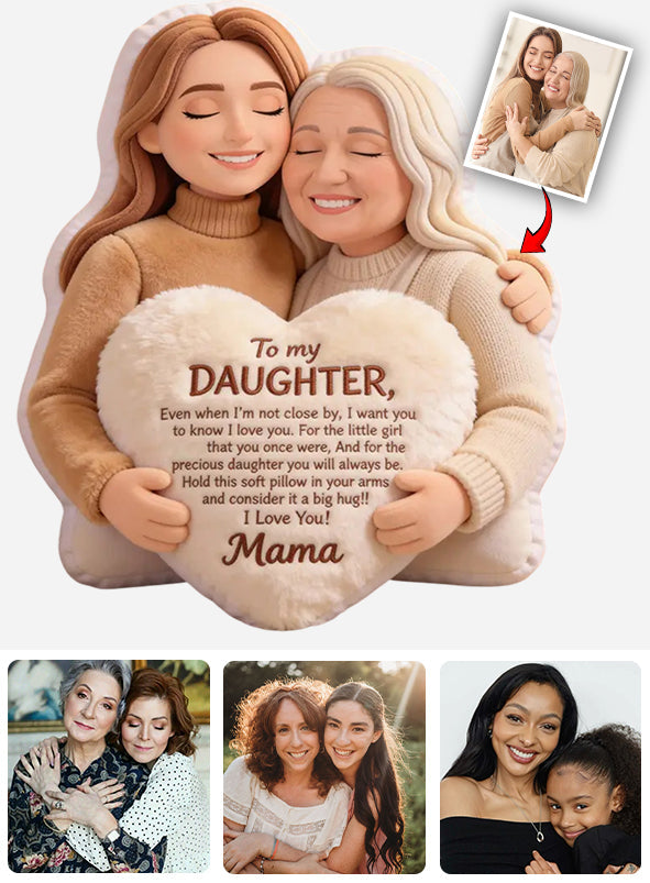 À ma fille - Coussin personnalisé en fausse fourrure en forme de maman