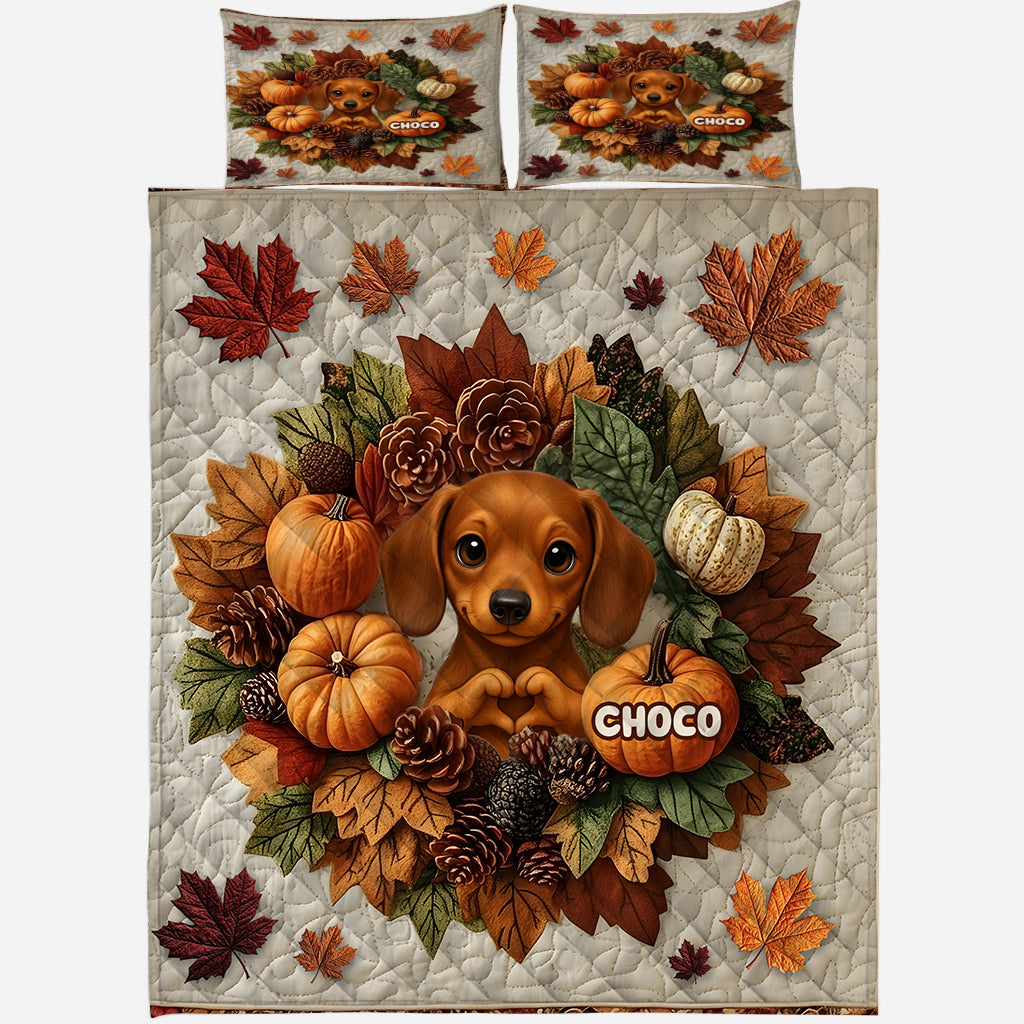 Bienvenue à l'automne - Ensemble de courtepointe personnalisé pour chien