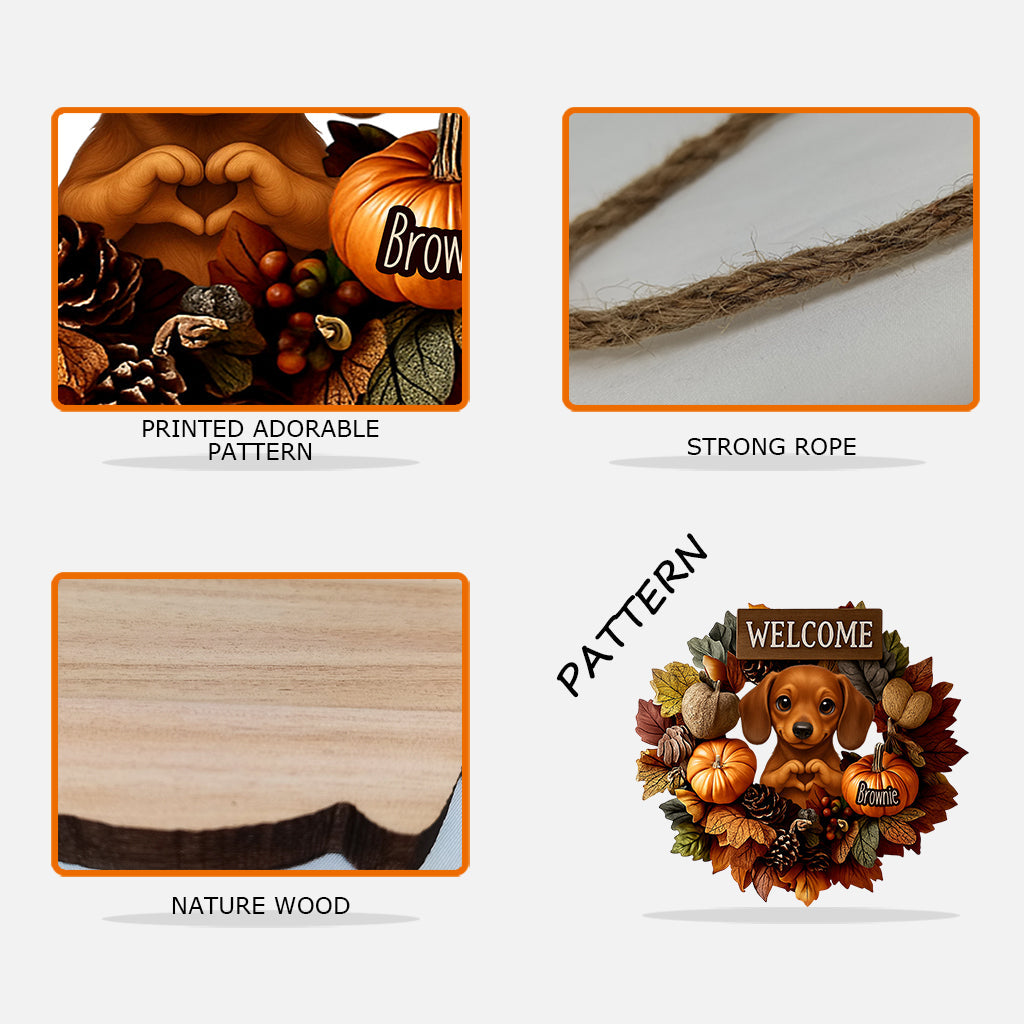 Bienvenue à l'automne - Panneau en bois personnalisé pour chien