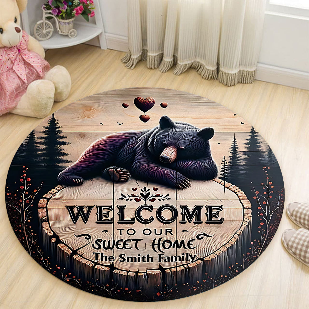 Bienvenue dans notre douce maison - Tapis rond de chasse personnalisé